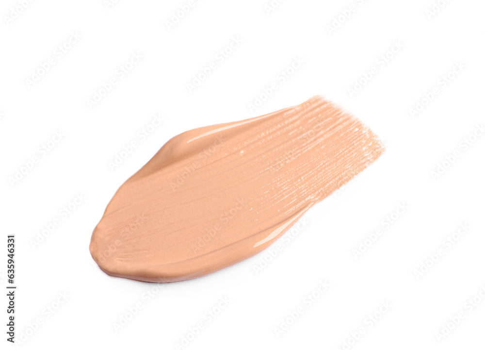 Sample of skin foundation on white background, top view Sample of skin foundation on white background, top view