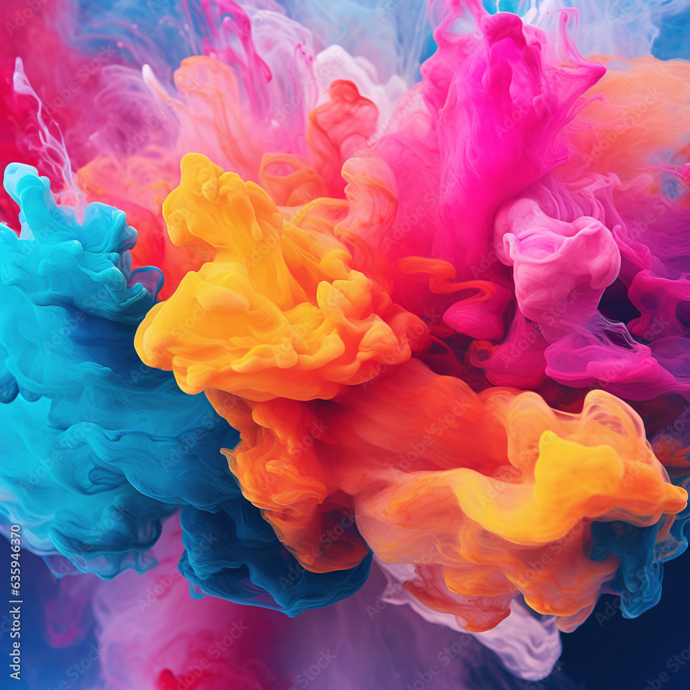 Obraz premium Cloud of colorful chalk dust and paint powder