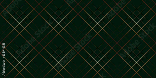 Luxurious golden geometric seamless pattern on a green background. Abstract line background, fashion style for wallpaper, flyers, template, covers