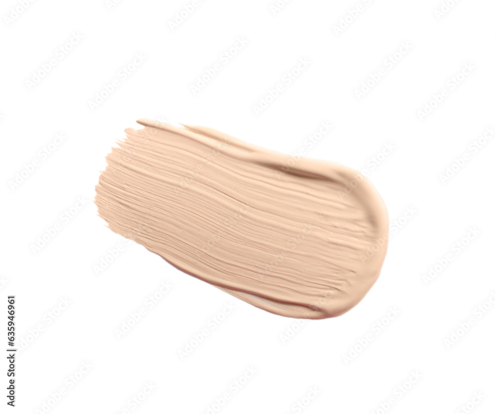 Smear of skin foundation isolated on white, top view