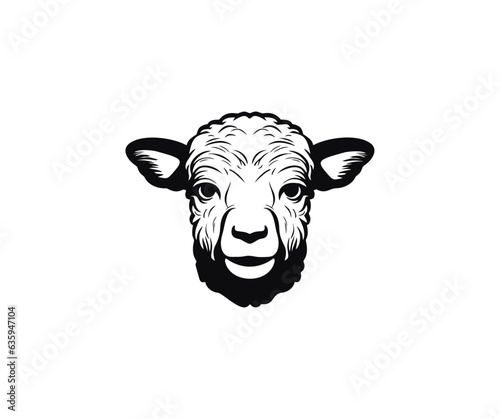 Cute sheep or lamb head logo design. Sheep head design on white background. Wild Animals vector design and illustration.
