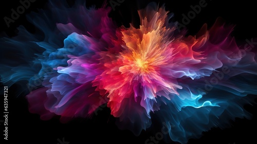  a multicolored flower on a black background with a black background. generative ai