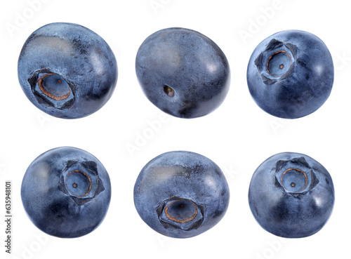 Set with fresh ripe blueberries isolated on white