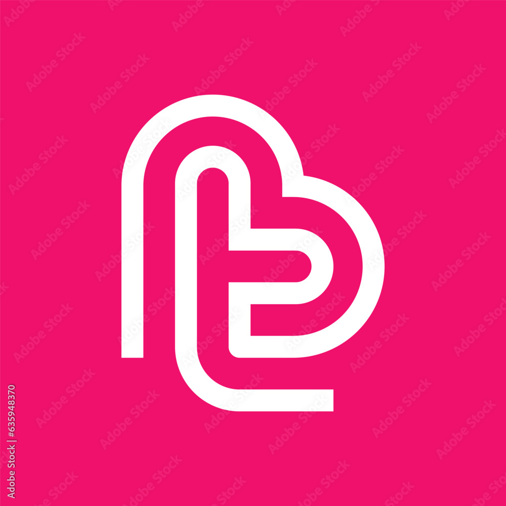 Letter T or TB BT heart logo design Letter T or TB BT heart logo design