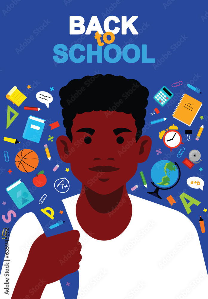 Back to school. School supplies, items,
