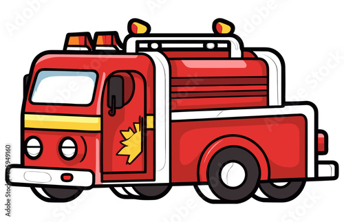 Fire Truck vector Illustration, Red Fire Truck emergency vehicle © tuliart24