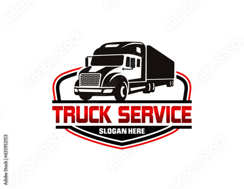 Trucking company logo. Bold badge emblem logo concept. Ready made logo template set vector isolated