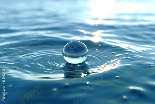Water drop dropping in the ocean