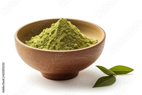 Matcha green tea powder isolated on white background