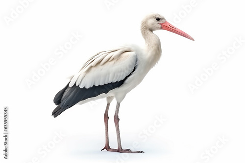 White stork isolated on white background