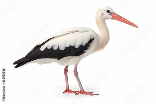 White stork isolated on white background