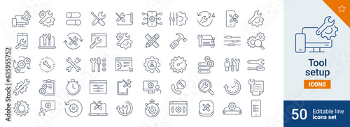 Tool icons Pixel perfect. Setup, data, support, ....