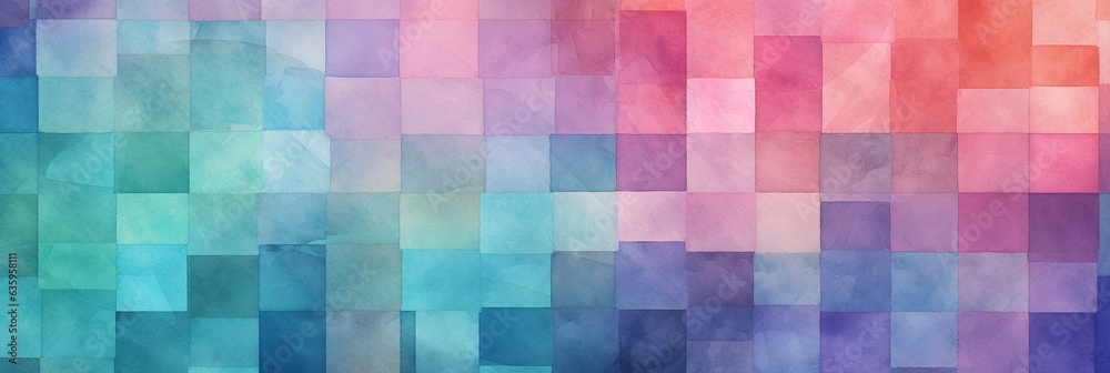 Colorful watercolor blocks illustration, background, extra wide