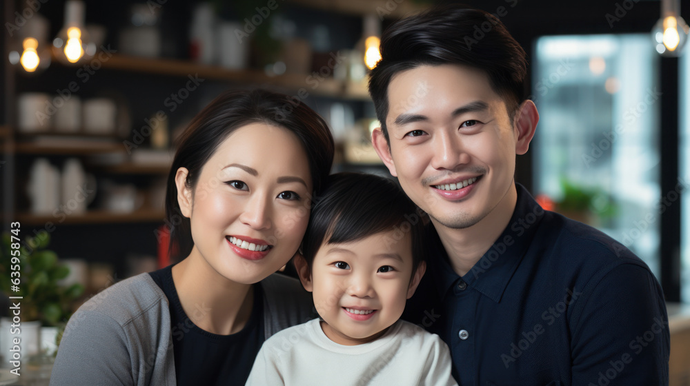 Thai family mother father and son little smile Thai family mother father and son little smile