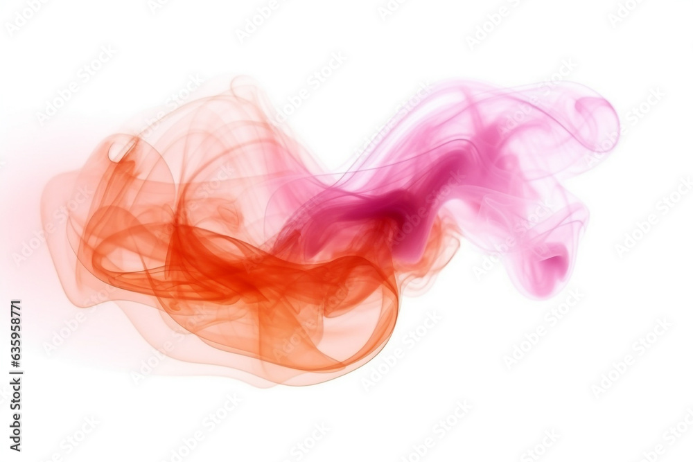 Pink and orange smoke on white background