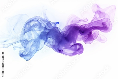 Blue and purple smoke on white background