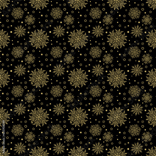 Set of vector black and golden snowflakes. Collection of winter ornaments. Snowflakes collection. Snowflakes for backgrounds and designs