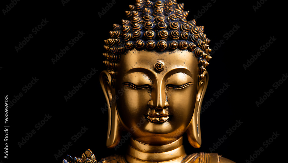 Wallpaper of bronze gold Buddha statue meditating