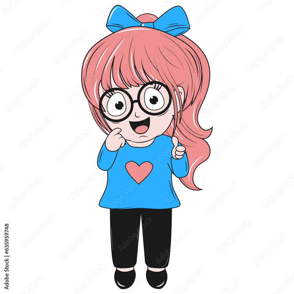 cute little girl cartoon illustration