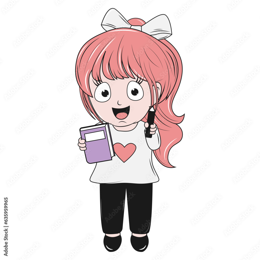 cute little girl cartoon illustration cute little girl cartoon illustration
