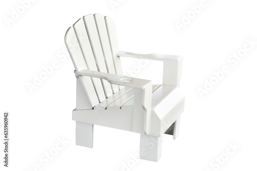 White Wooden Chair Isolated On White Background.
