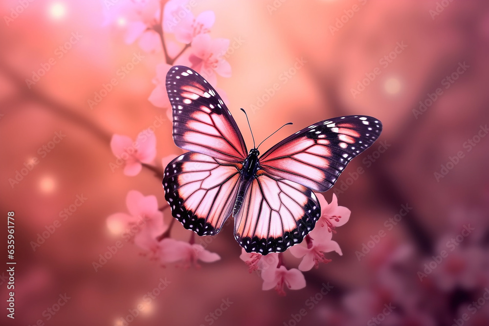 Beautiful butterfly on pink flower background. Beautiful butterfly on pink flower background.