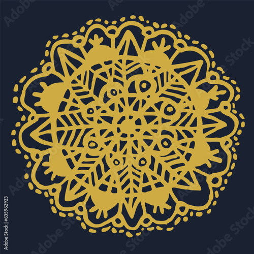 Golden snowflake carved of tissue flat color vector object (ID: 635962923)