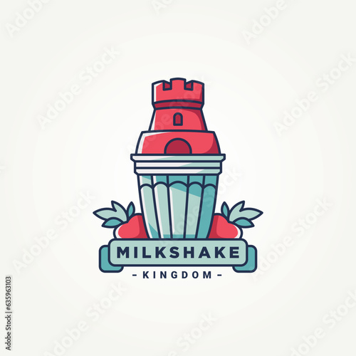minimalist fruits milkshake kingdom icon logo template vector illustration design. simple modern cafes, ice cream parlors, dessert shops logo concept