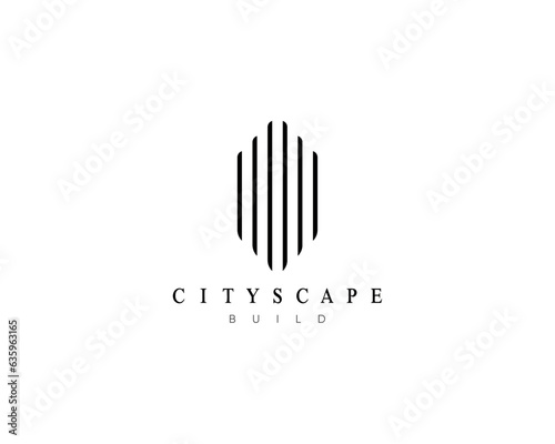 Modern real estate, building, cityscape, skyscraper, architecture, construction, planning and structure, city building and residence logo design concept.