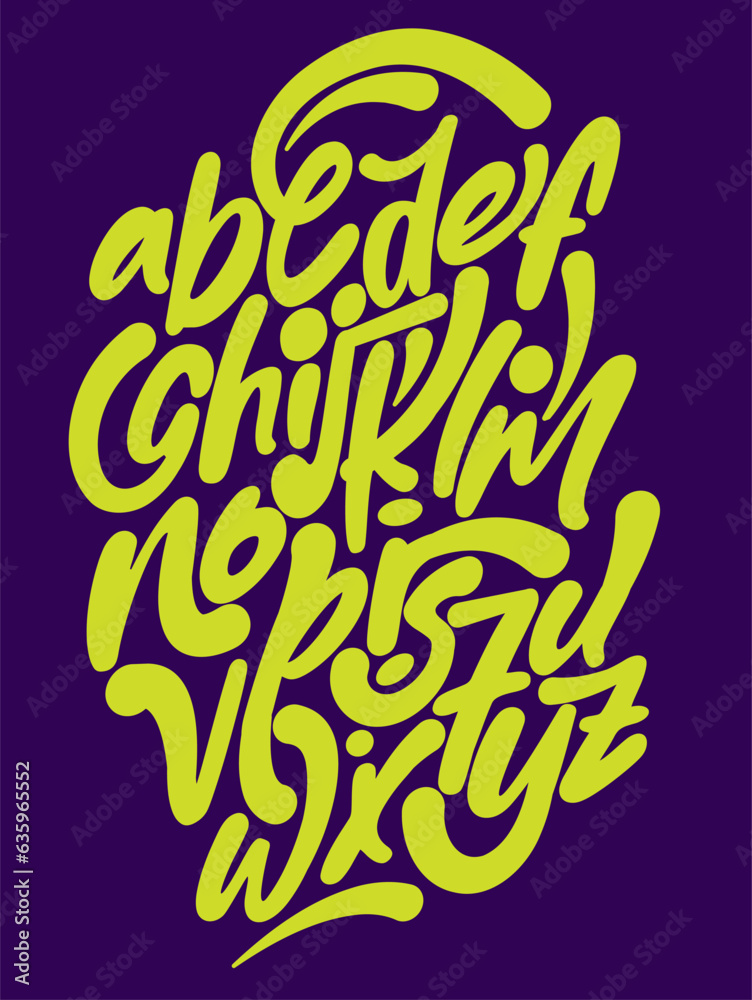 Obraz premium Vector hand drawn typeface in graffiti style.