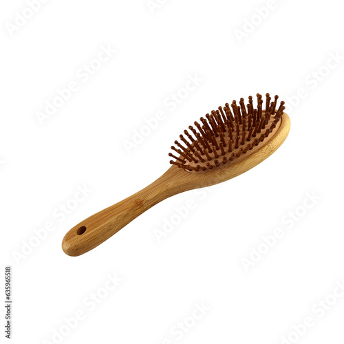 Wooden hairbrush isolated object bamboo material eco-friendly natural concept  personal woman beauty accessory  soft focus clipping path