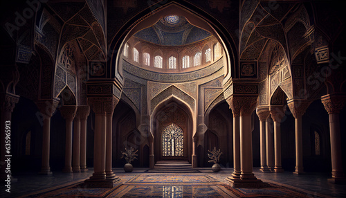  Interior of a white mosque, Luxury Mosque, interior of a mosque country, Ai generated image 