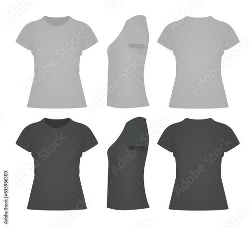 Women t shirt set. light and dark grey. vector illustration