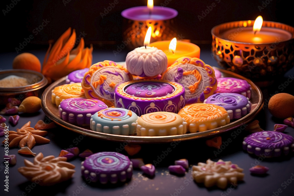 Flickering flame of diya candle in brass holder Flickering flame of diya candle in brass holder