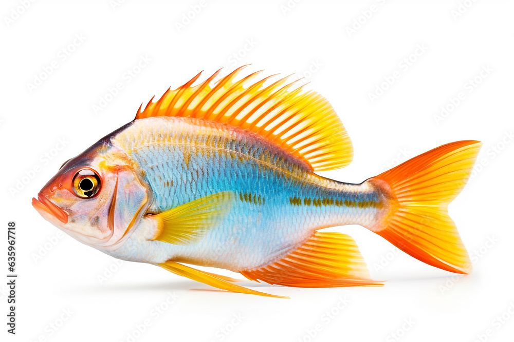 Colorful sea fish isolated on white background.