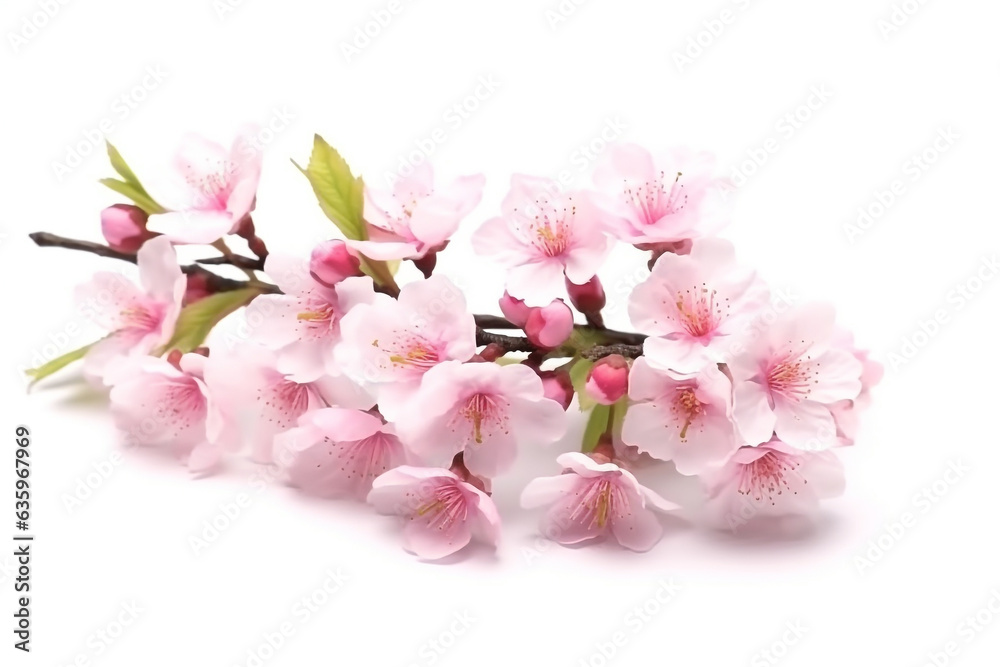Cherry blossoms isolated on white background.