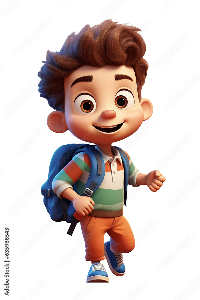 Cartoon Boy Going to School Cartoon Boy Going to School