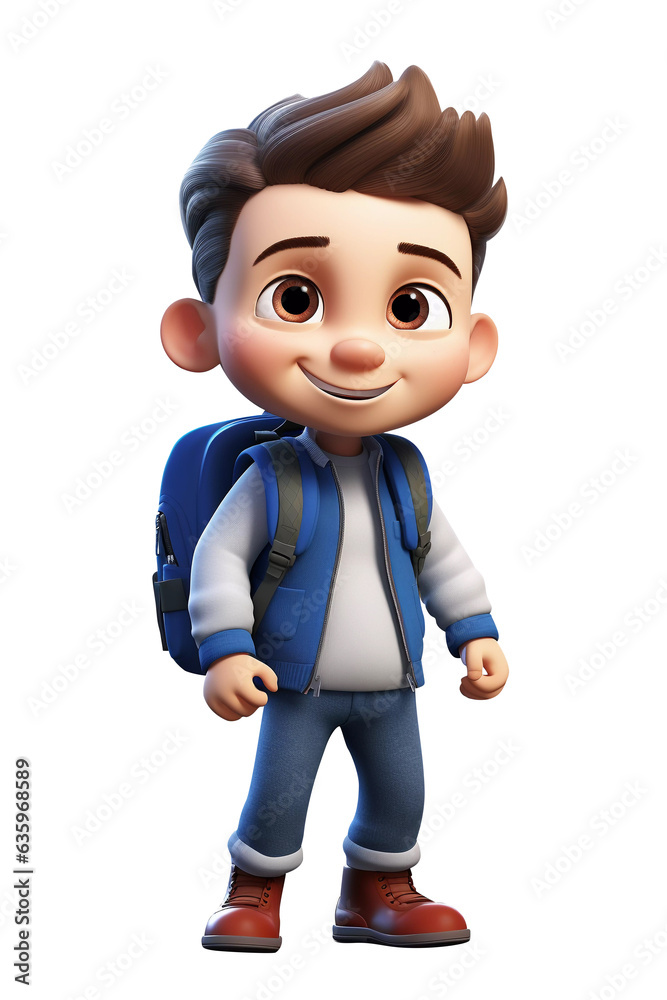 Cartoon Boy Going to School Cartoon Boy Going to School