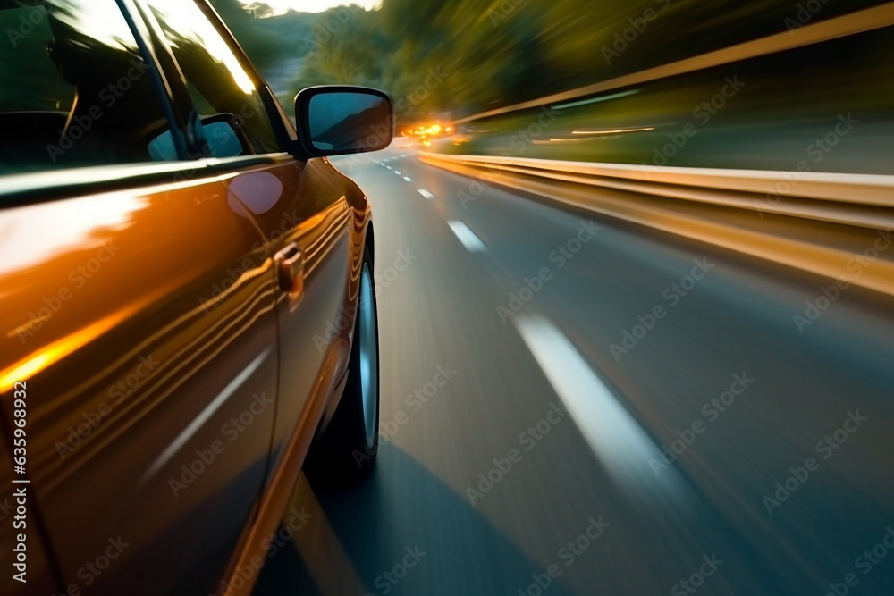 Motion blur of car  on road.