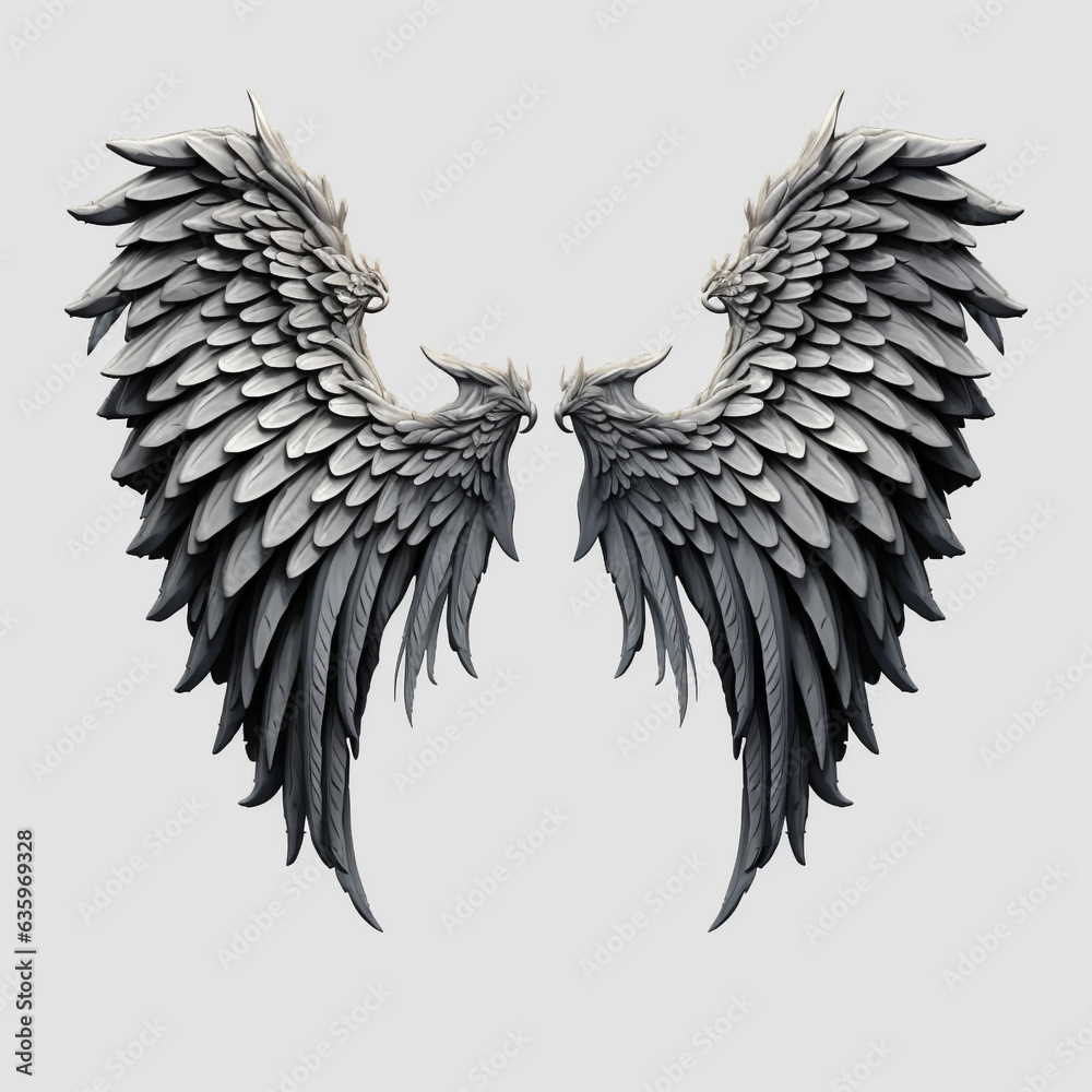 Obraz premium angel wings isolated white background, ai generated