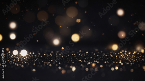 gold black white glitter vintage lights background, bokeh