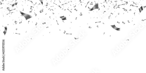 silver shiny confetti isolated on transparent background, bright festive, celebration party vector illutration