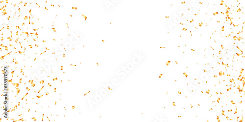 gold confetti decorative banner for openning  holiday  birthday and celebration tinsel on a transparent background