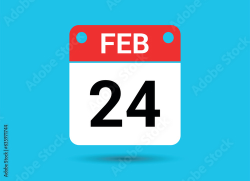 February 24 Calendar Date Flat Icon Day 24 Vector Illustration