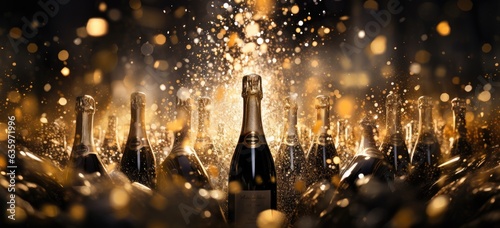 gold bottles and bottle on the background Generative AI