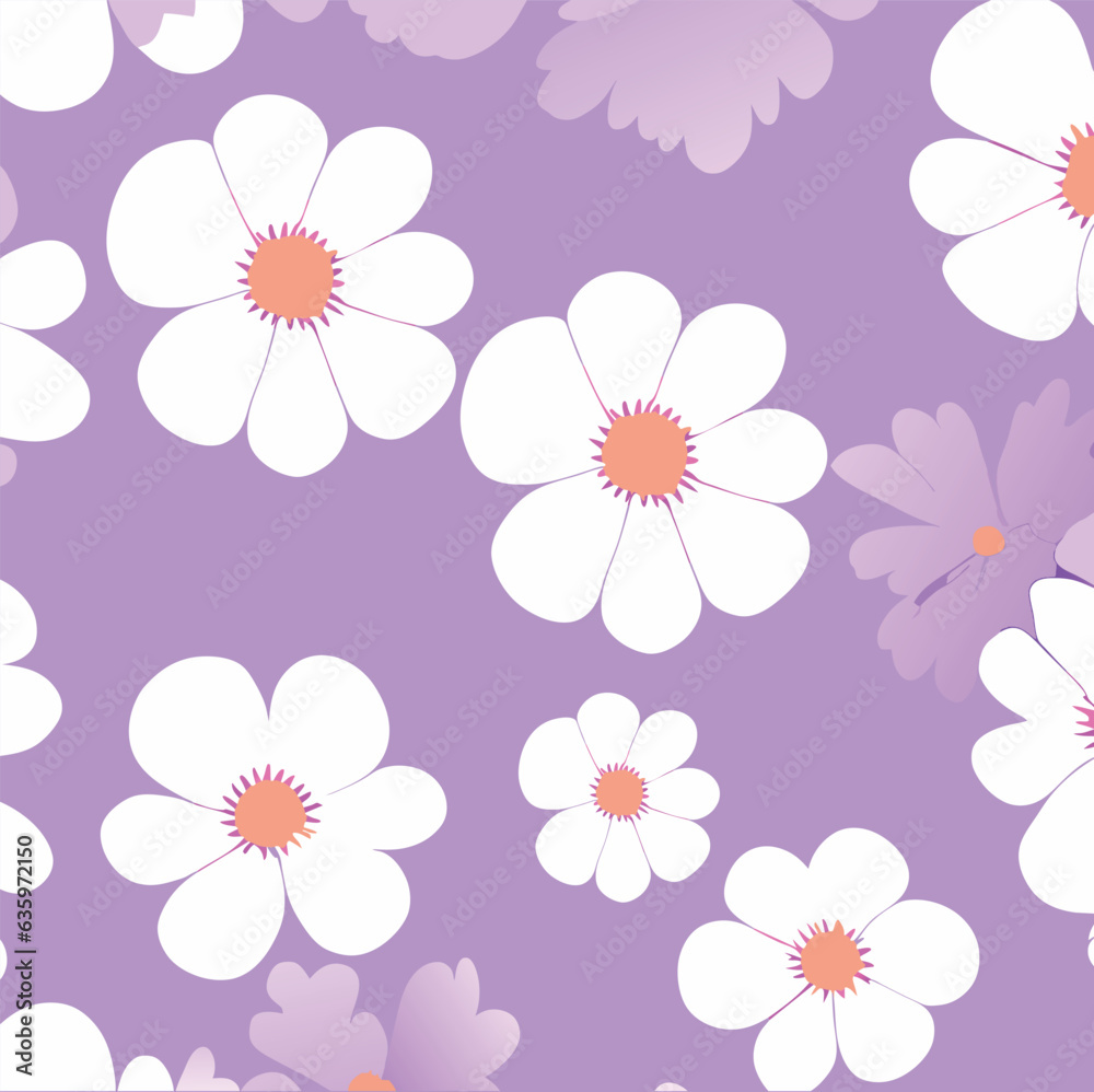 Digital design of a vibrant floral pattern for backgrounds Digital design of a vibrant floral pattern for backgrounds