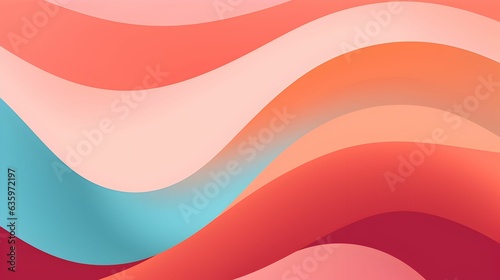 Fényképezés Illustration of minimalistic colorful wavy patterns