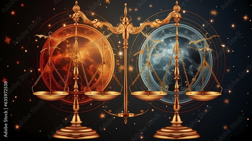 zodiac sign of Libra, magical zodiac Horoscope, background with glowing