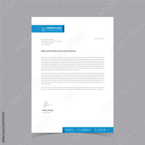 Corporate modern letterhead design template with blue color. creative modern letterhead design template for your project. 