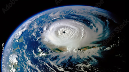 Cyclone over Pacific. Massive cyclone related to El Nino phenomena swirling over the Pacific Ocean.